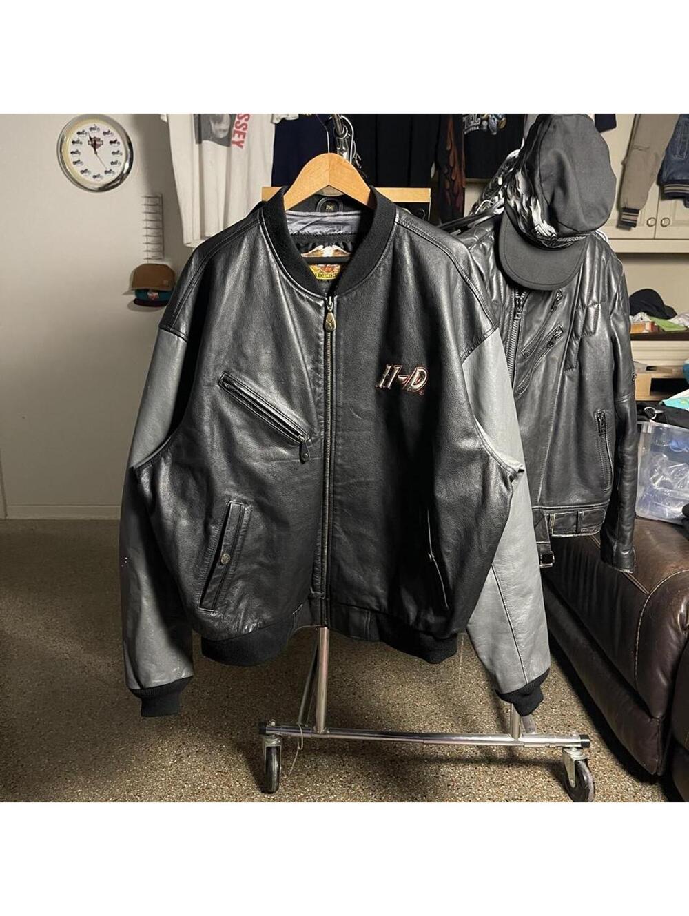 Vintage Harley Davidson Leather Bomber Jacket
